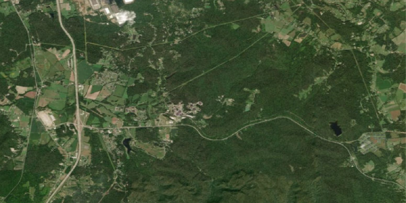 overhead terrain map photo of Bernheim forest