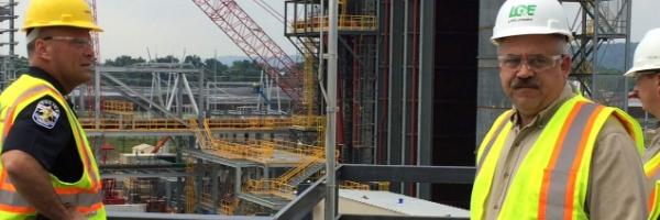 people on a power plant construction site