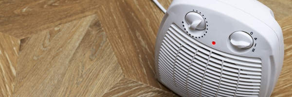 space heater on a laminate floor