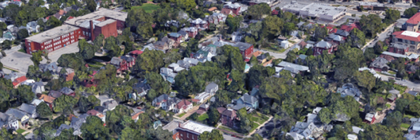 aerial photo of Highlands area from Google Maps